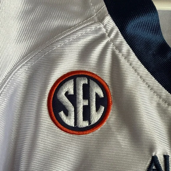 Under Armour White and Navy Auburn Jersey
